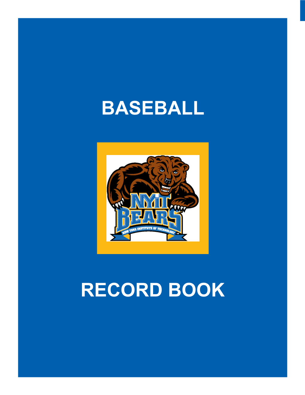 Baseball Record Book