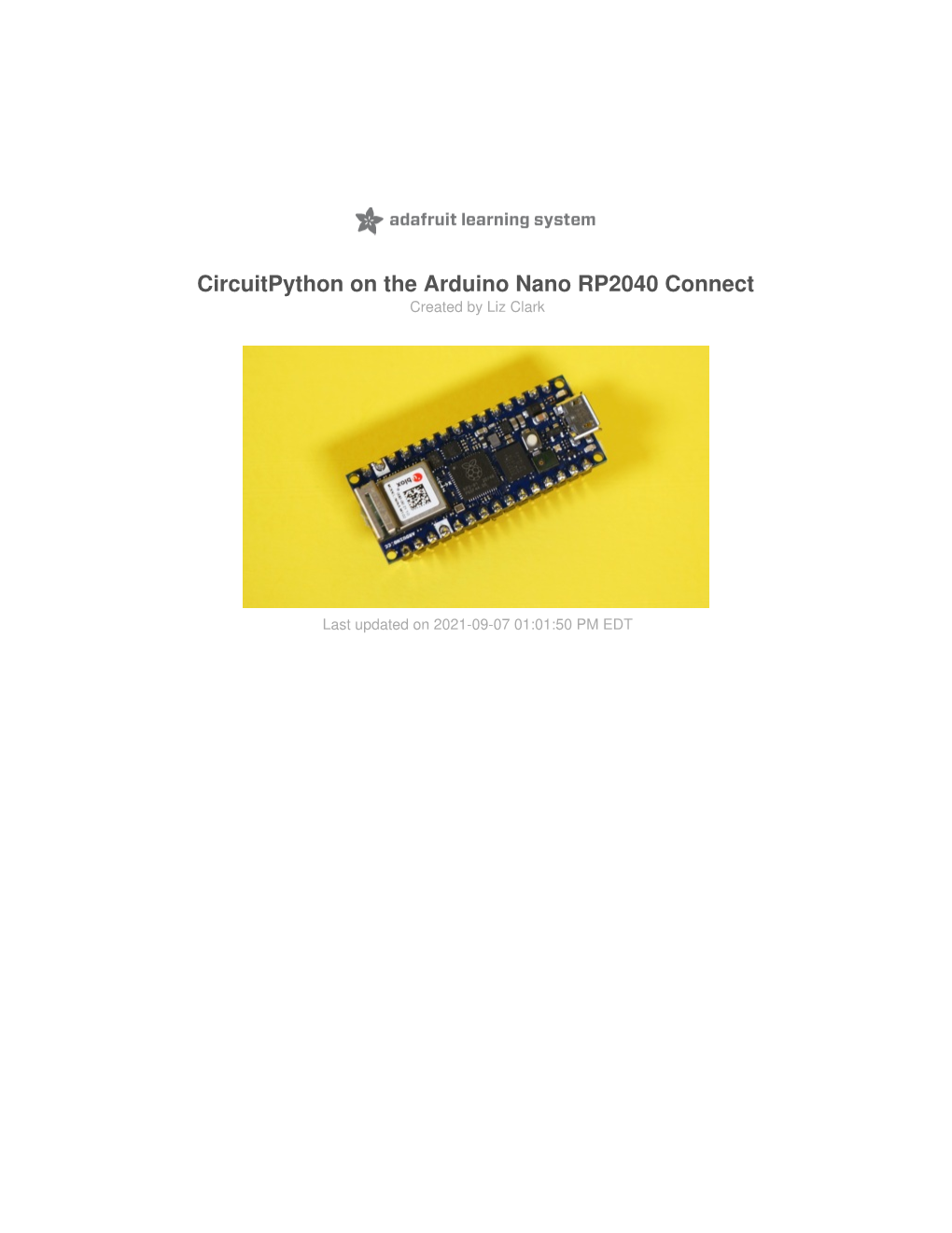 Circuitpython on the Arduino Nano RP2040 Connect Created by Liz Clark