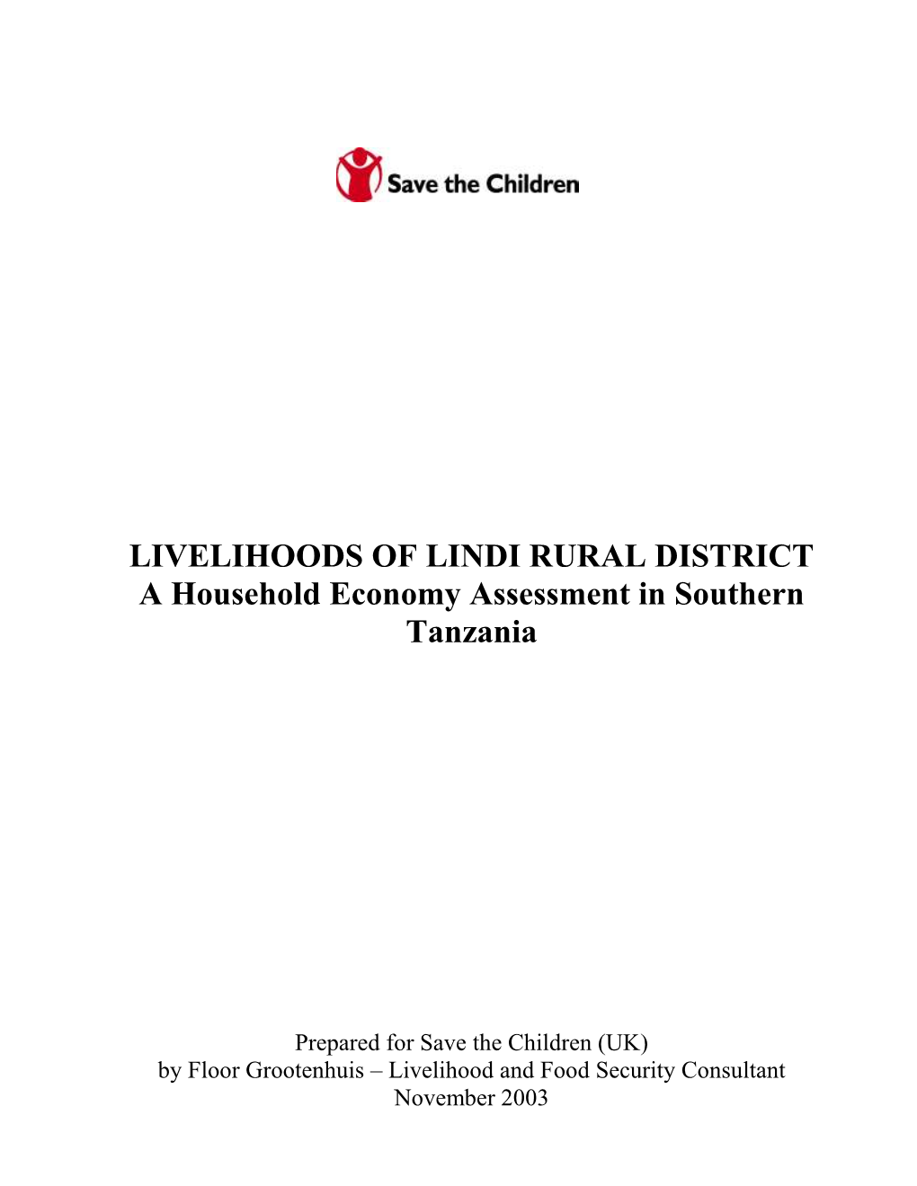 LIVELIHOODS of LINDI RURAL DISTRICT a Household Economy Assessment in Southern Tanzania