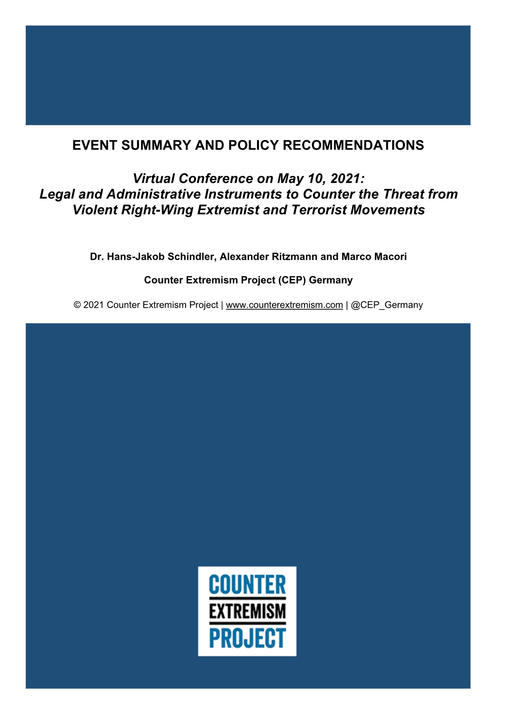 EVENT SUMMARY and POLICY RECOMMENDATIONS Virtual