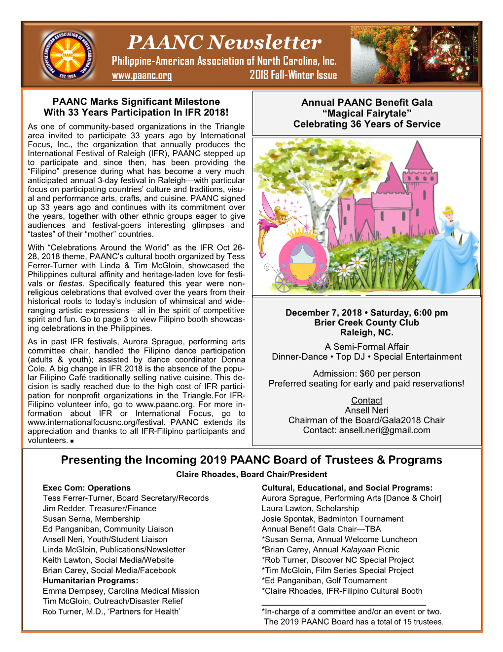PAANC Newsletter Philippine-American Association of North Carolina, Inc