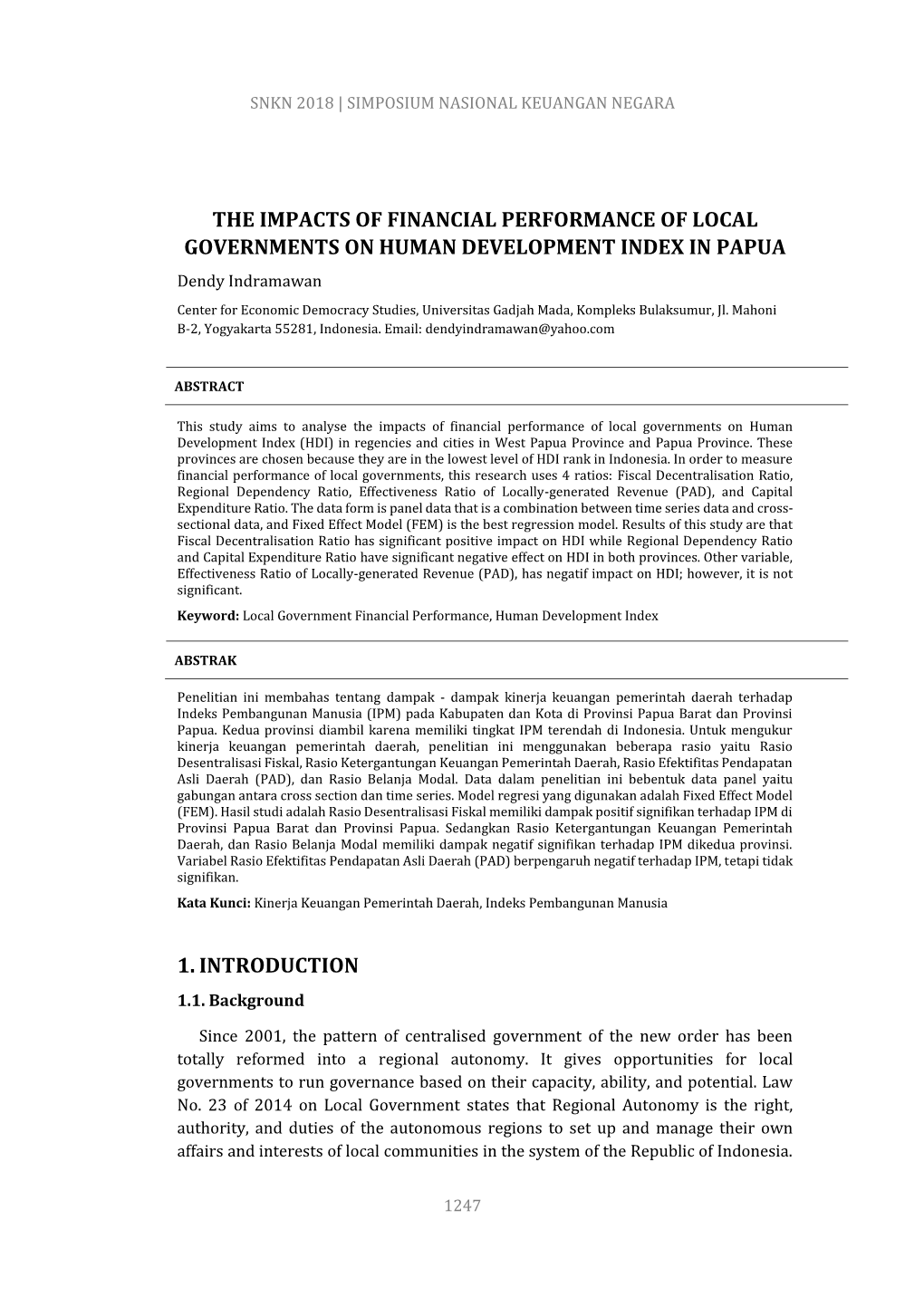 The Impacts of Financial Performance of Local