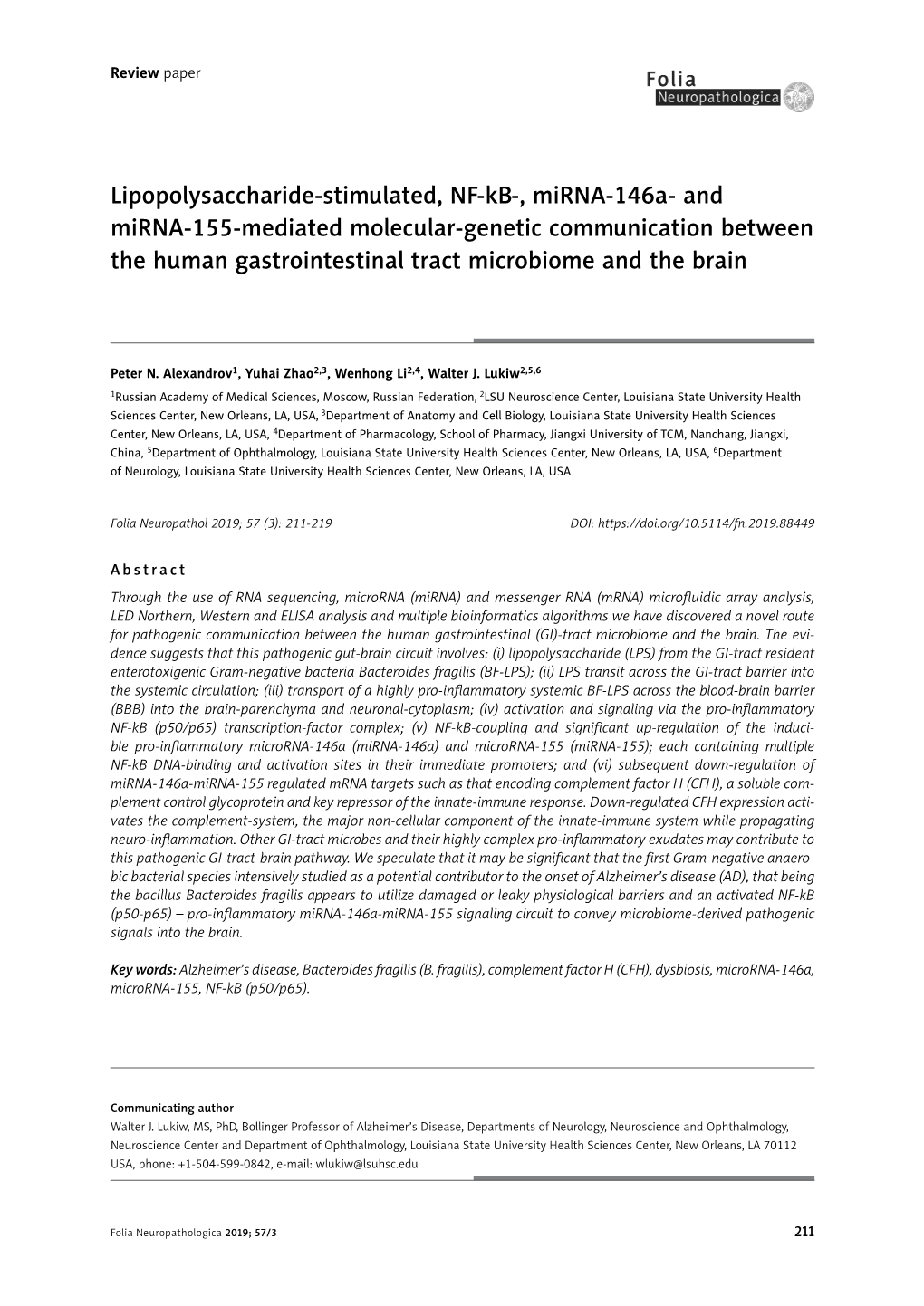 Lipopolysaccharide-Stimulated, NF-Kb-, Mirna-146A