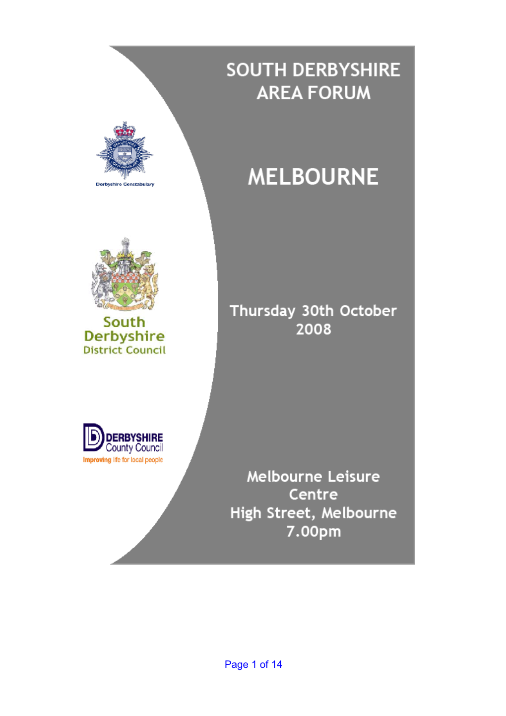 South Derbyshire Area Forum Melbourne