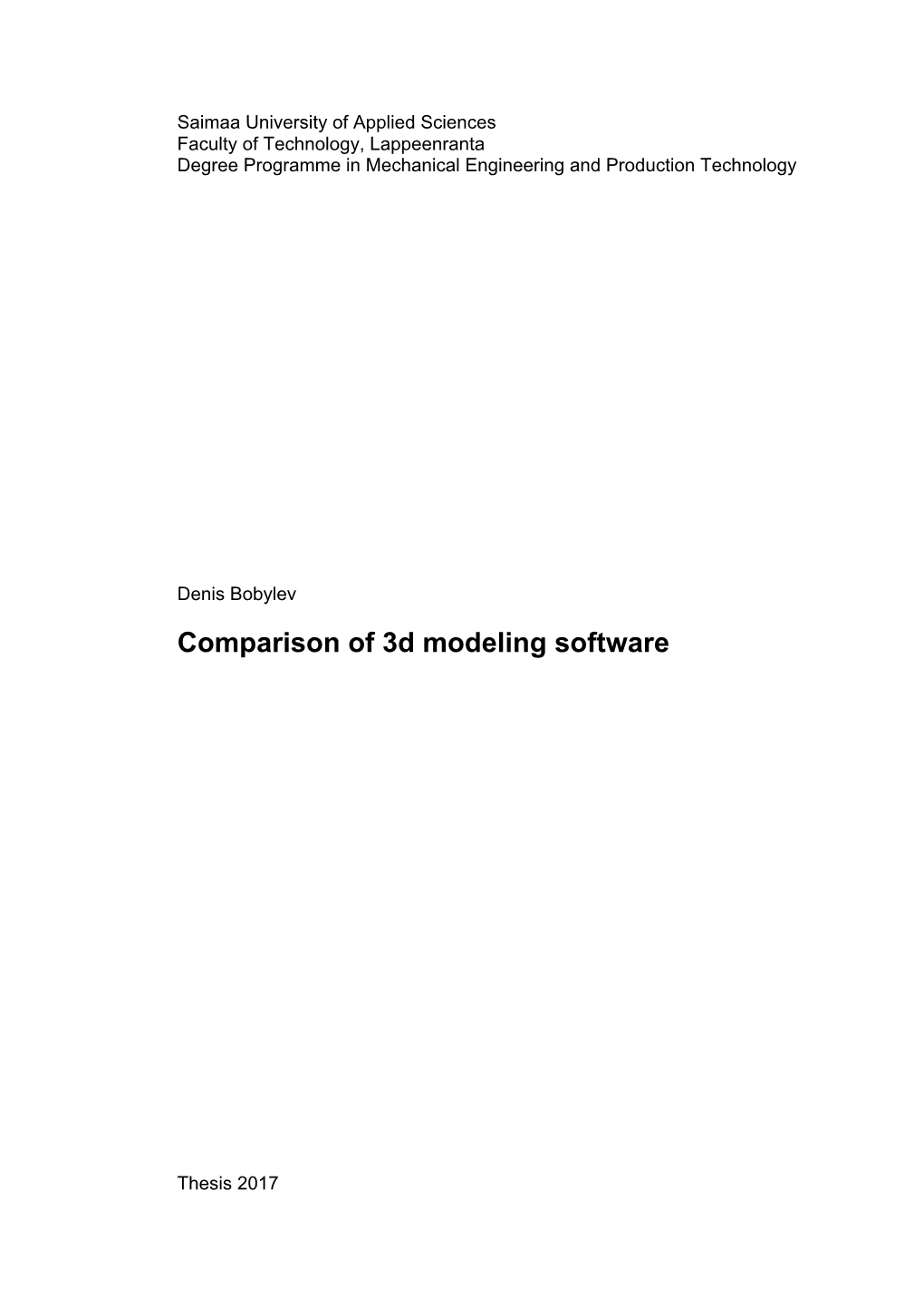 Comparison of 3D Modeling Software