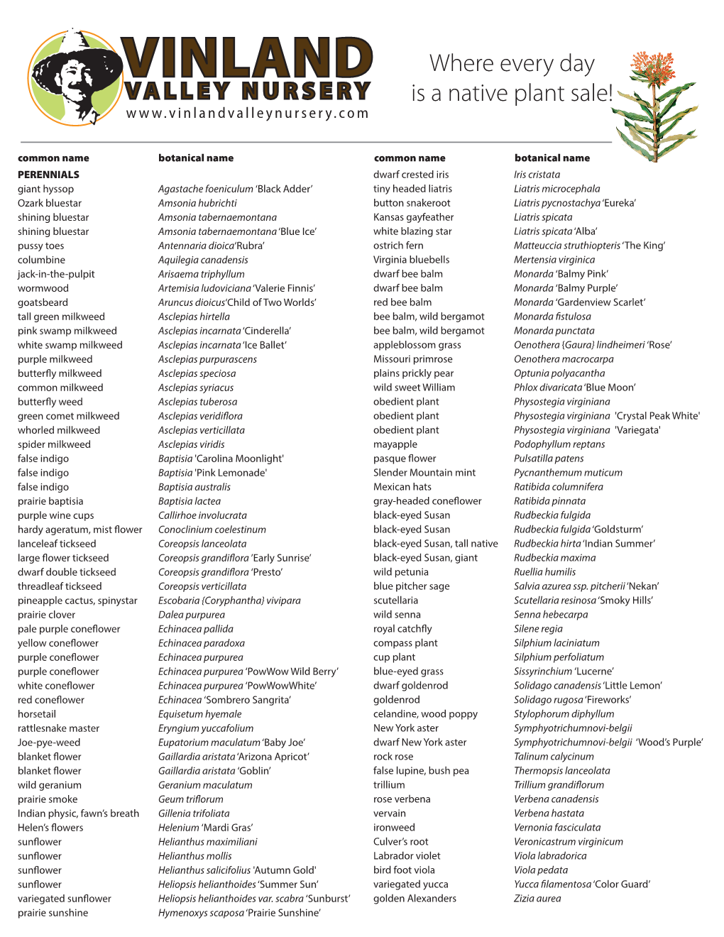 2019 Native Plant List