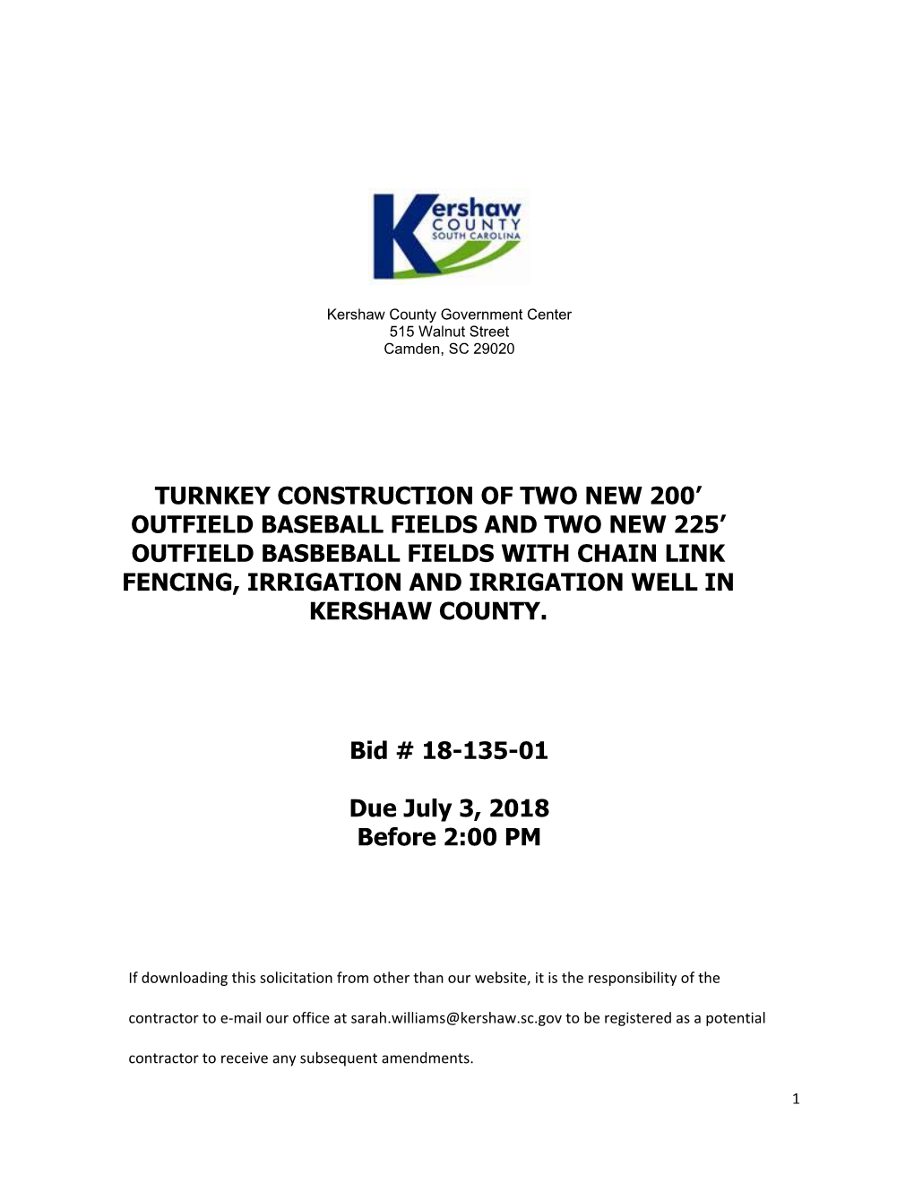 Turnkey Construction of Two New 200' Outfield Baseball