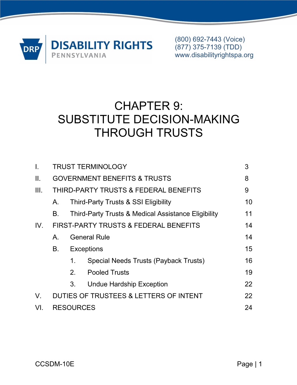 Substitute Decision-Making Through Trusts (Chapter 9) CCSDM-10E