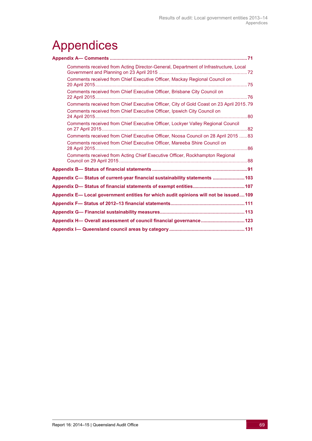 Results of Audit: Local Government Entities 2013–14 Appendices