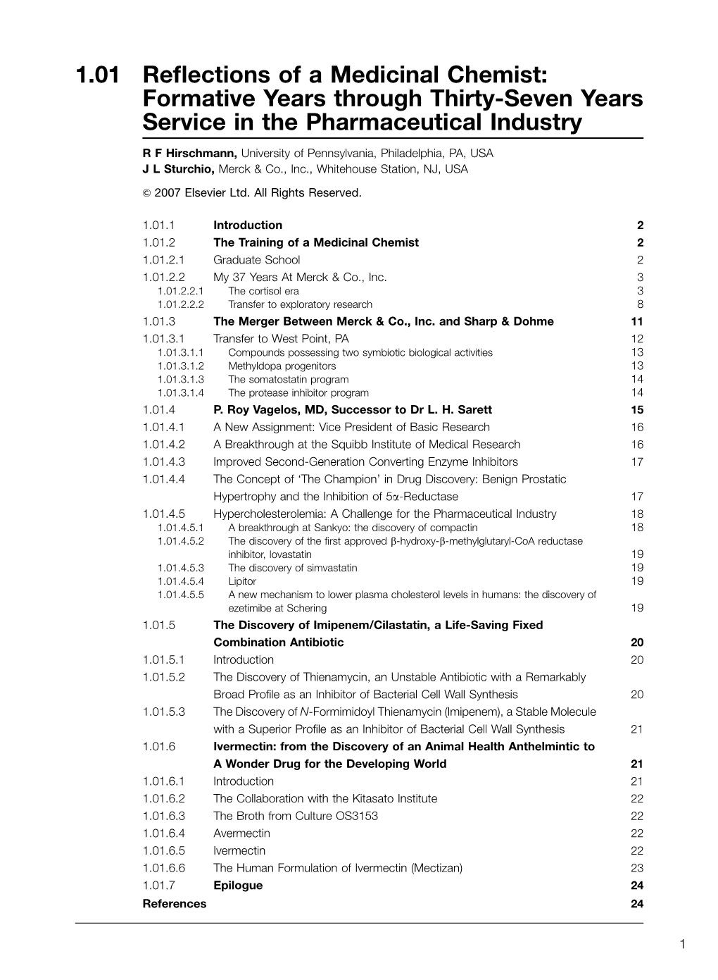 1.01 Reflections of a Medicinal Chemist