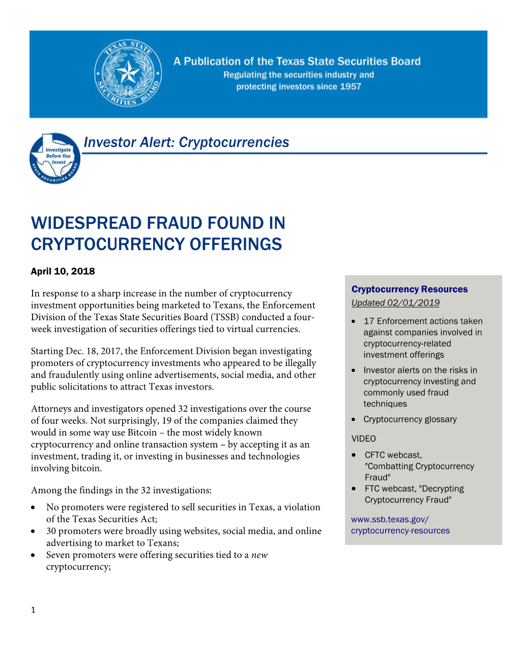 Widespread Fraud Found in Cryptocurrency Offerings