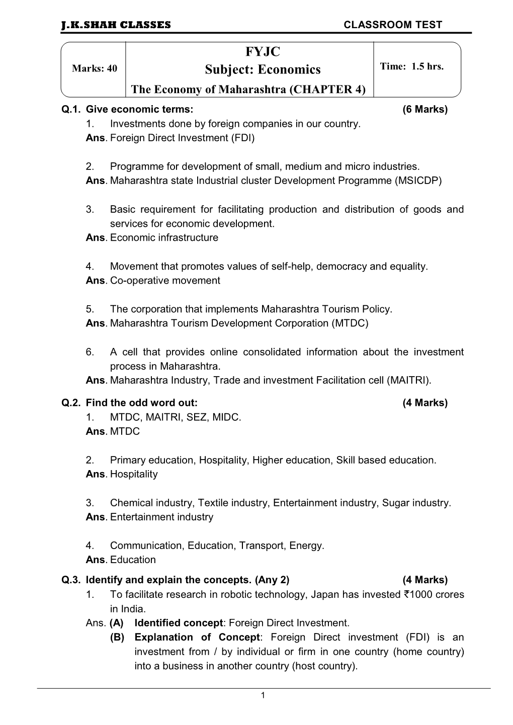 Prelims – Accounts Paper I