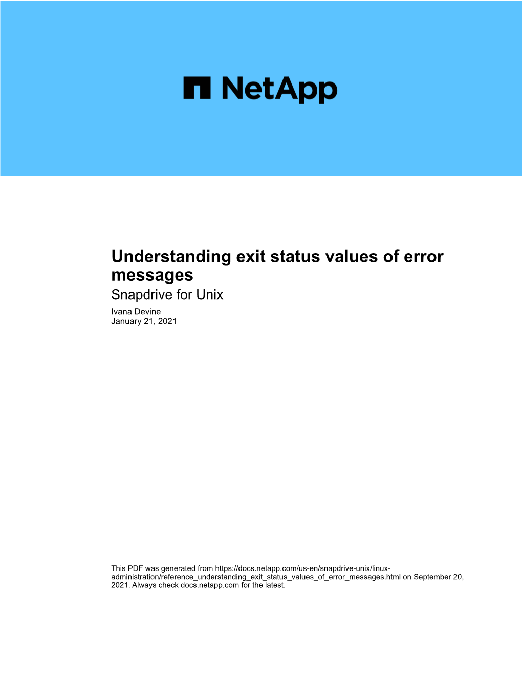 Understanding Exit Status Values of Error Messages : Snapdrive For