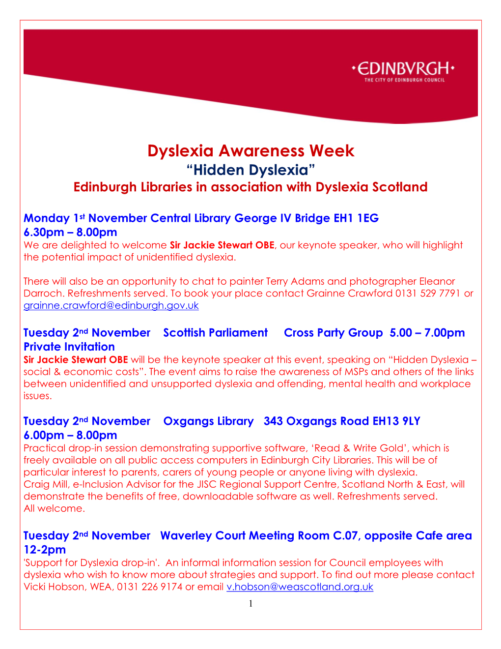 Edinburgh Libraries in Association with Dyslexia Scotland