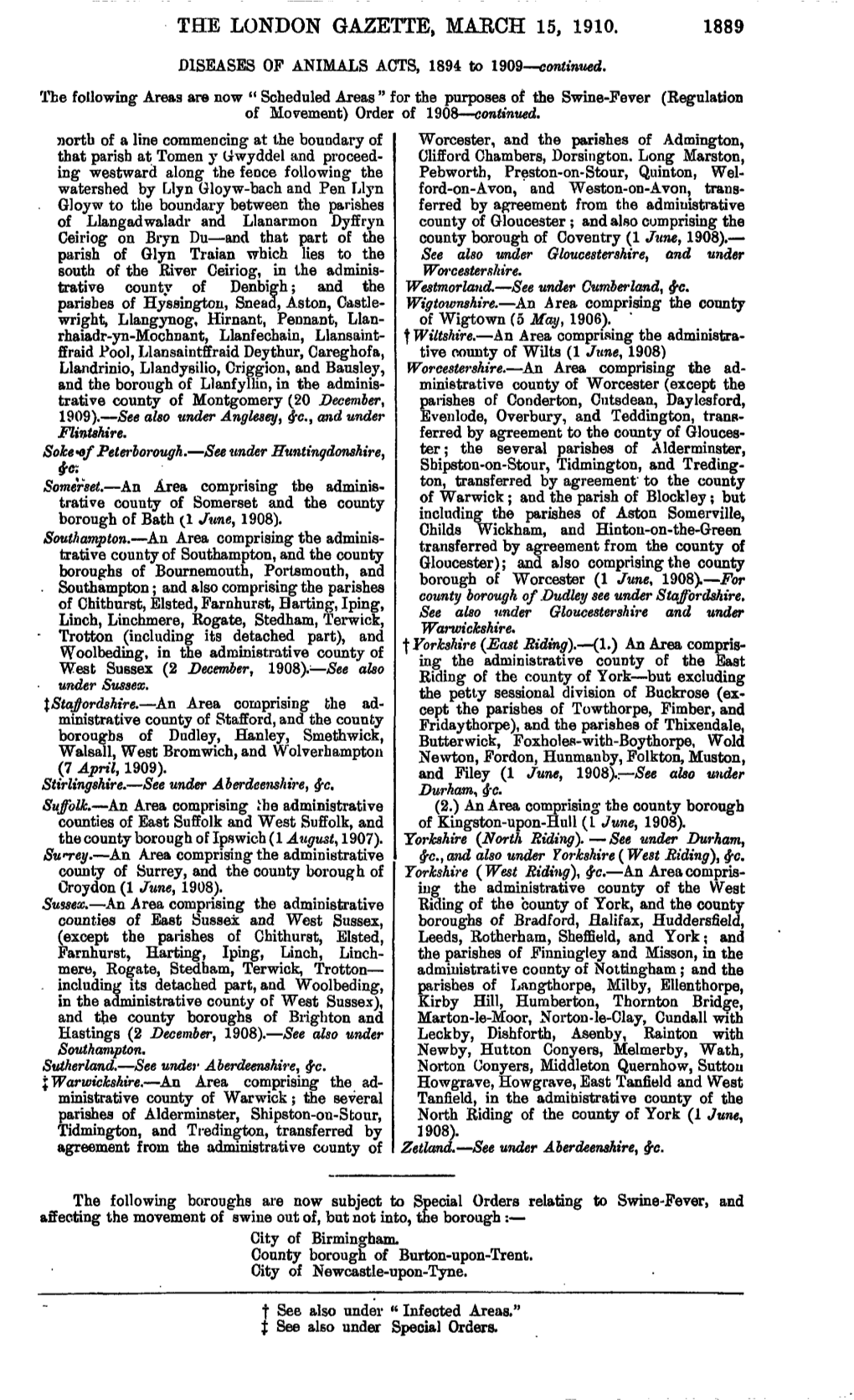 The London Gazette, March 15, 1910. 1889
