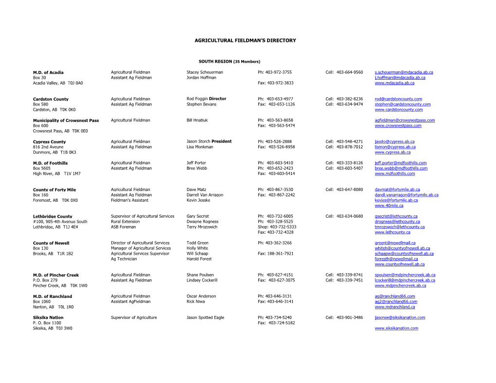 Agricultural Fieldman's Directory