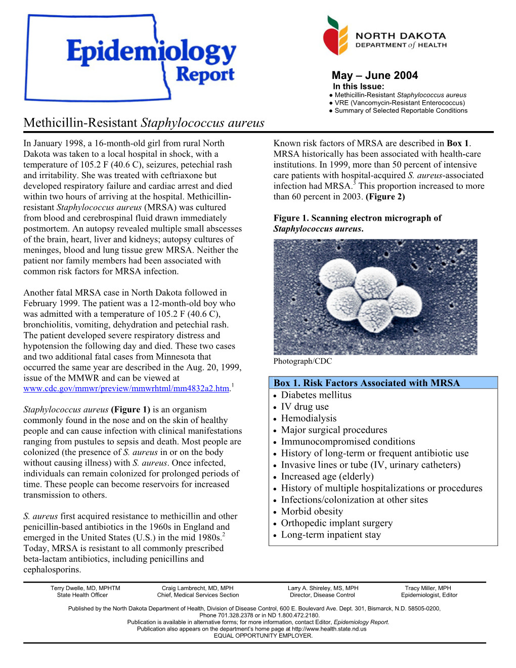 Methicillin-Resistant Staphylococcus Aureus