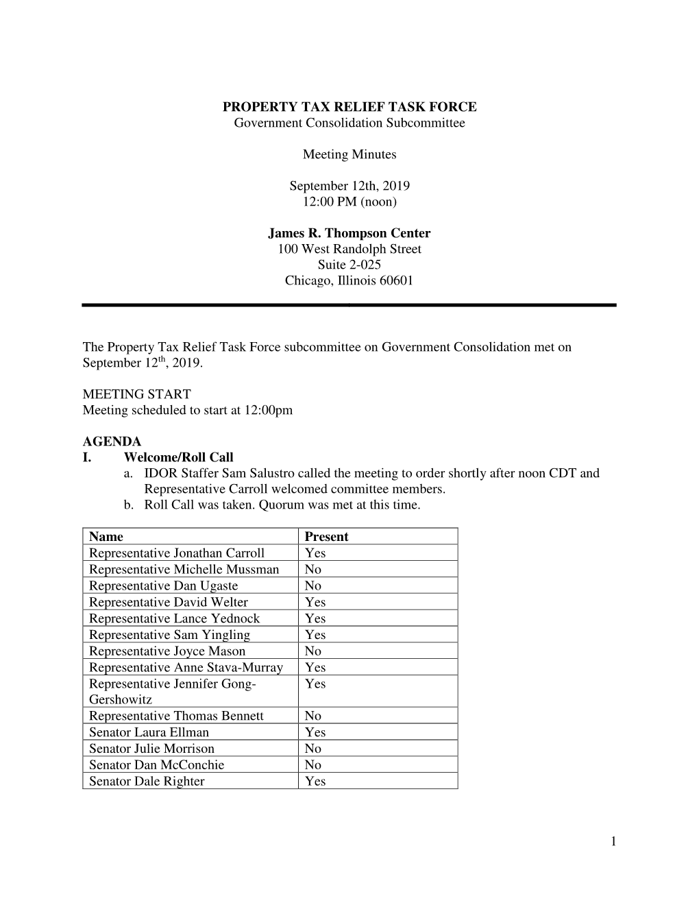 PROPERTY TAX RELIEF TASK FORCE Government Consolidation Subcommittee