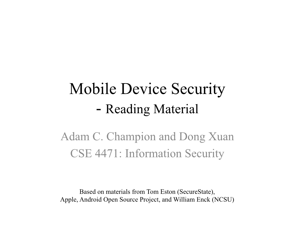Mobile Device Security - Reading Material