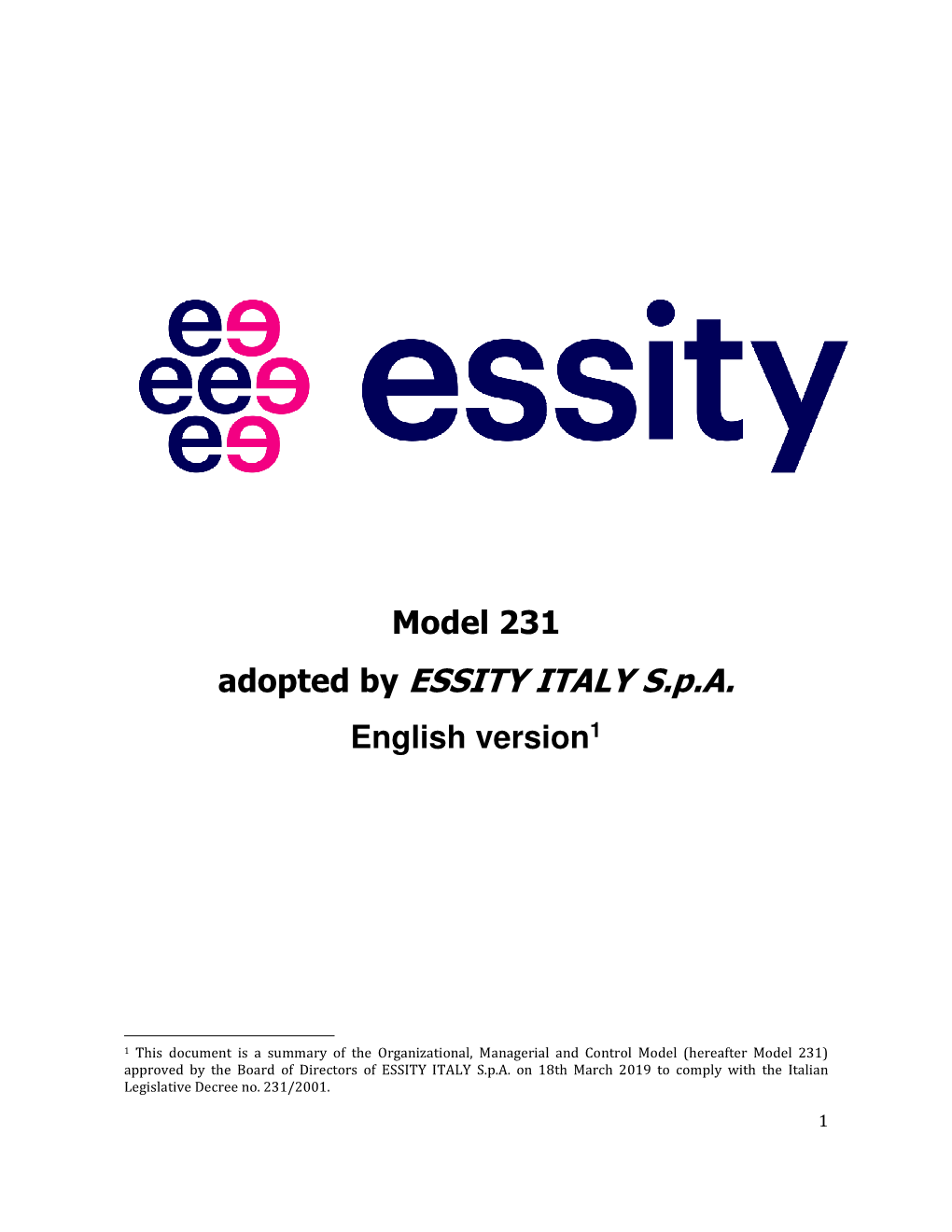 Model 231 Adopted by ESSITY ITALY Spa English Version1