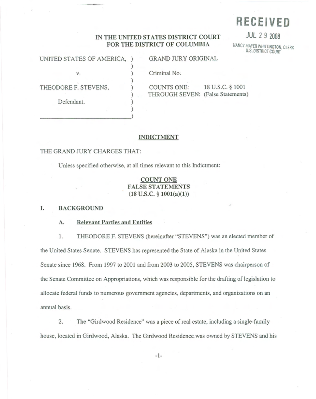 Stevens Indictment