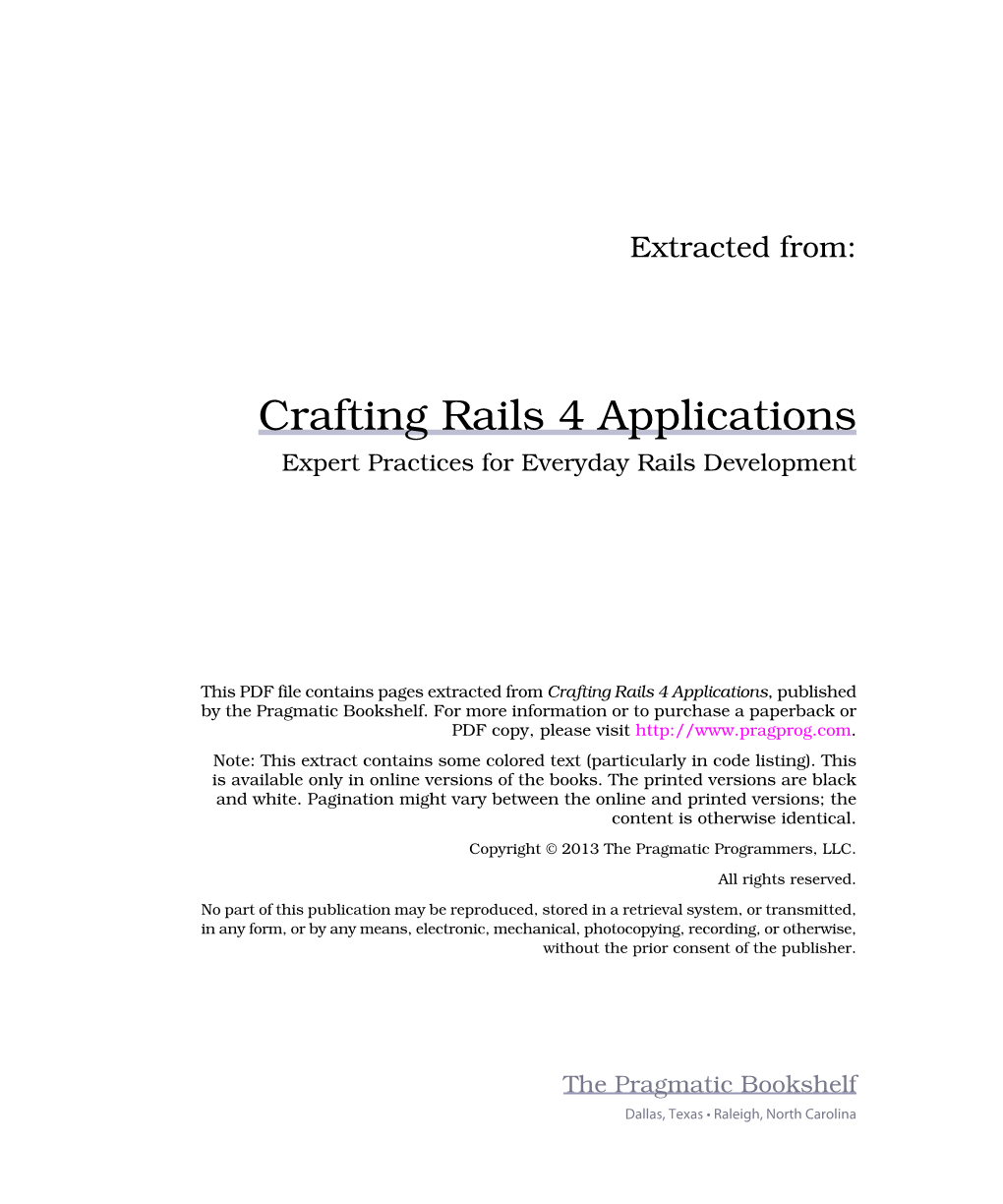 Crafting Rails 4 Applications Expert Practices for Everyday Rails Development