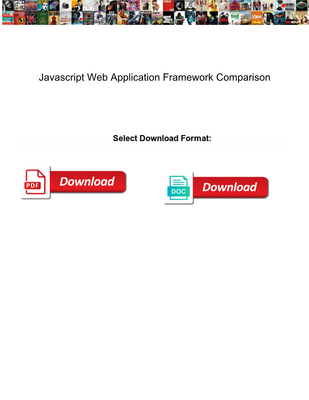 Javascript Web Application Framework Comparison