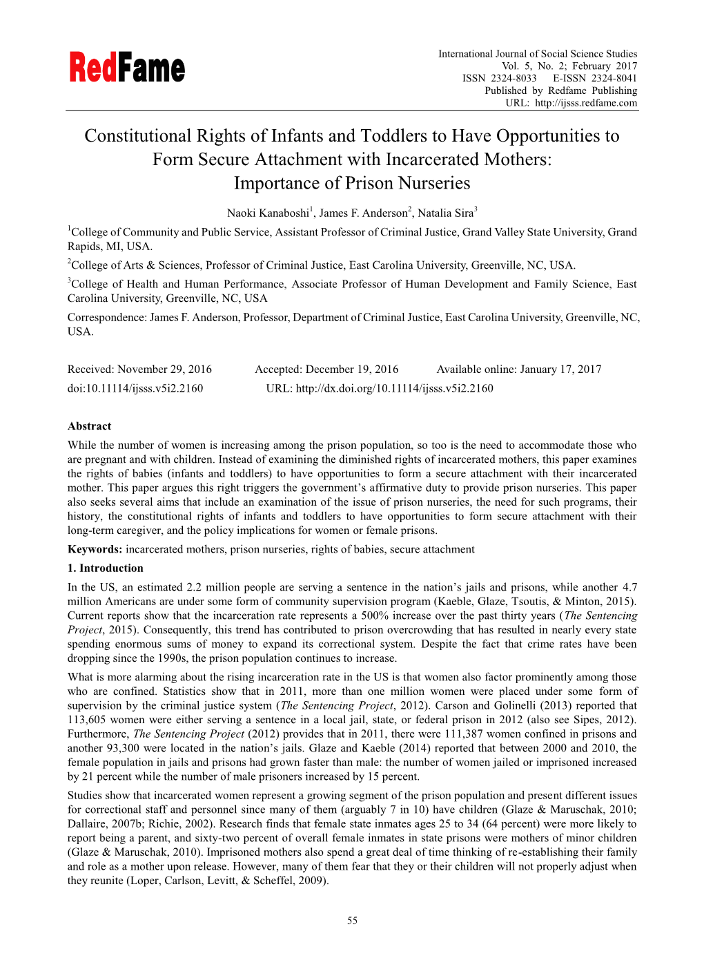 Constitutional Rights of Infants and Toddlers to Have Opportunities to Form Secure Attachment with Incarcerated Mothers: Importance of Prison Nurseries