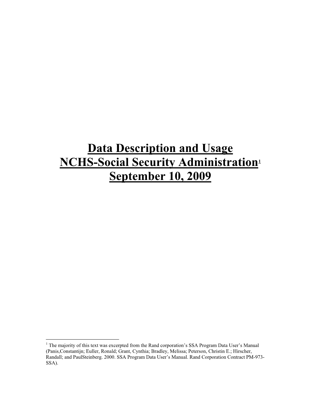 Data Description and Usage NCHS-SSA