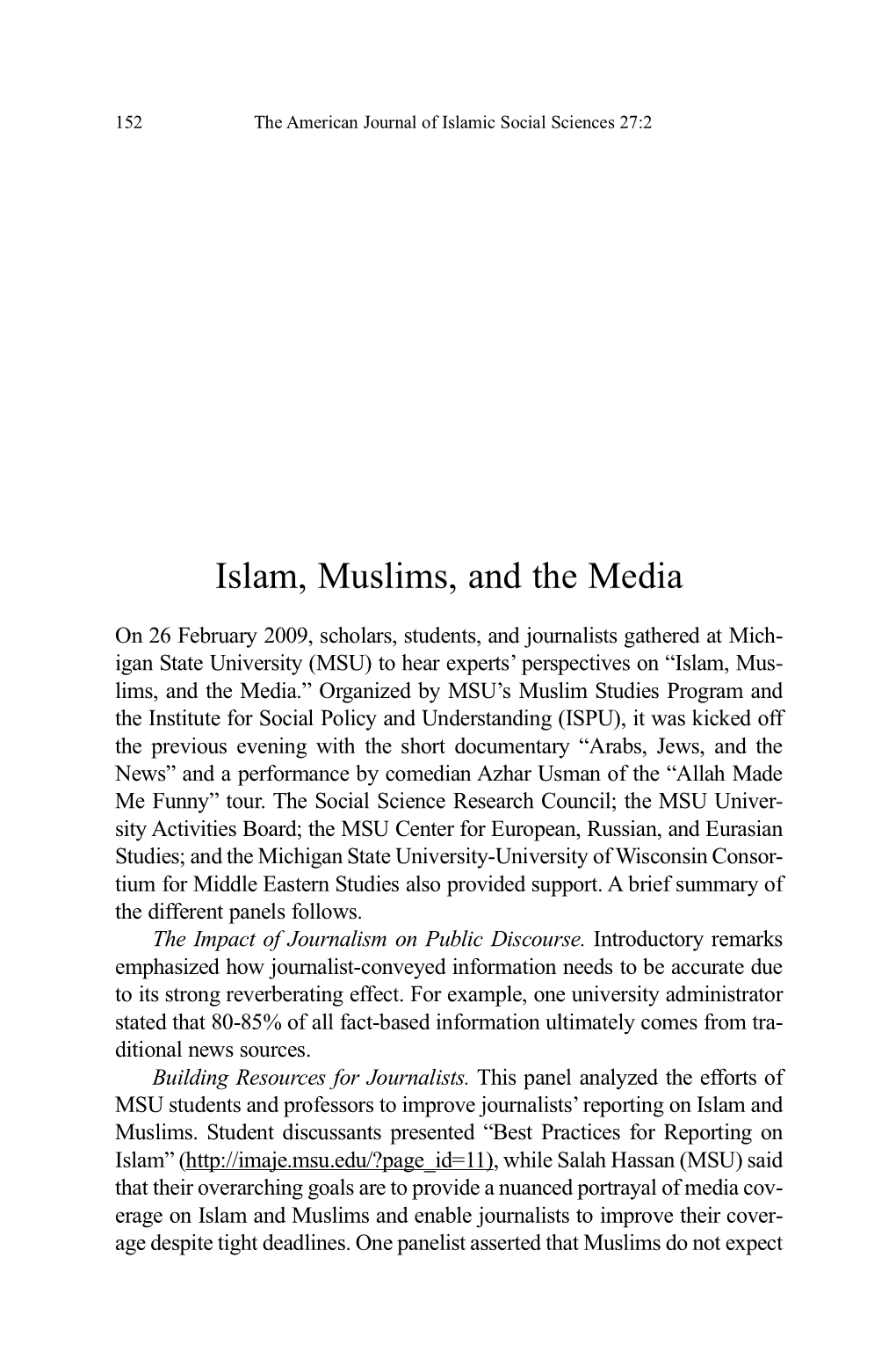 Islam, Muslims, and the Media
