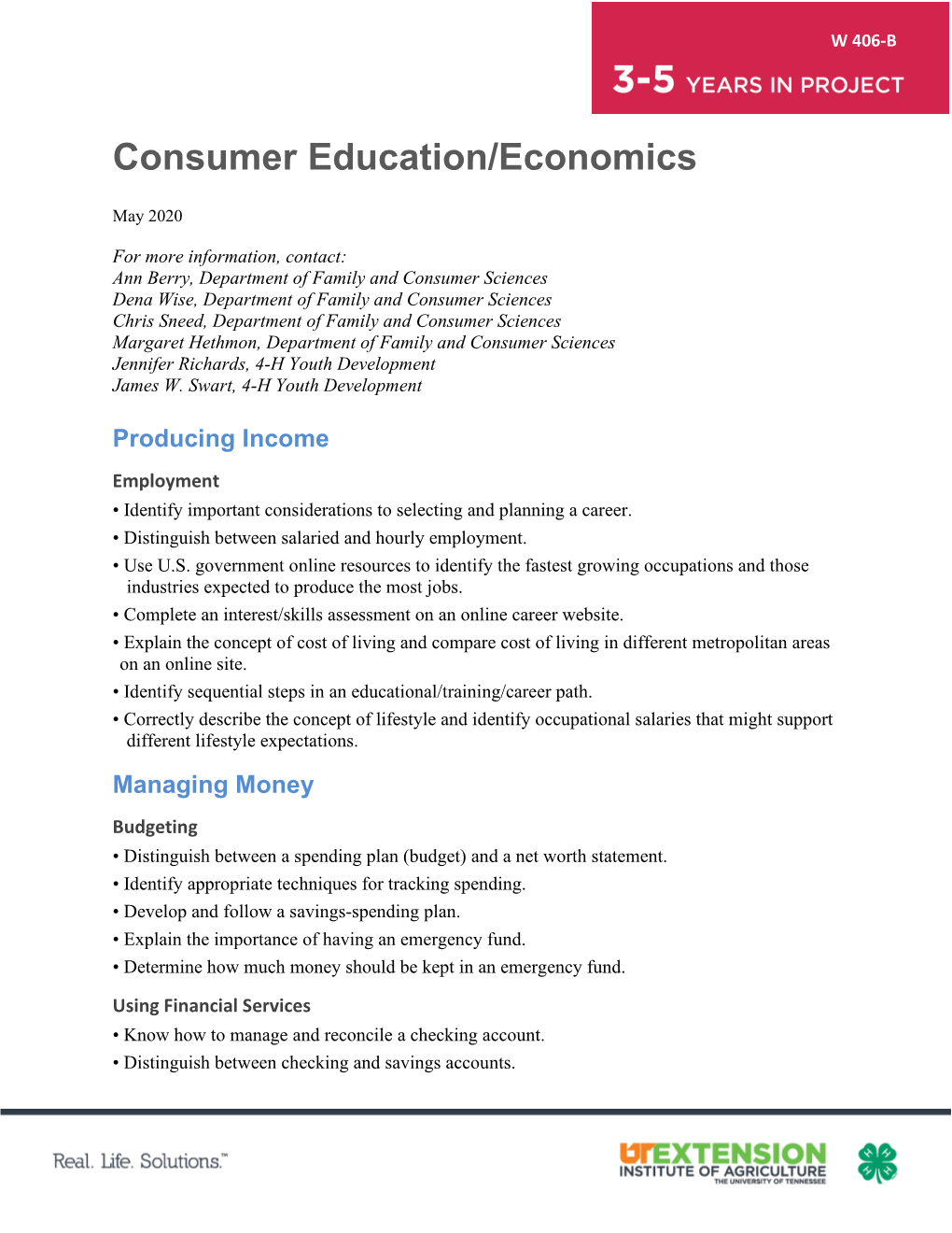 Consumer Education/Economics