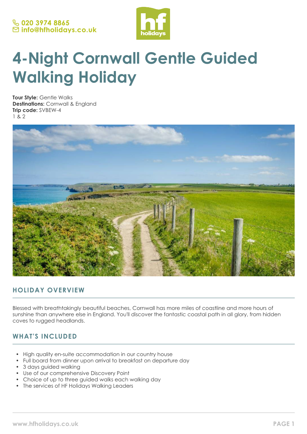 4-Night Cornwall Gentle Guided Walking Holiday