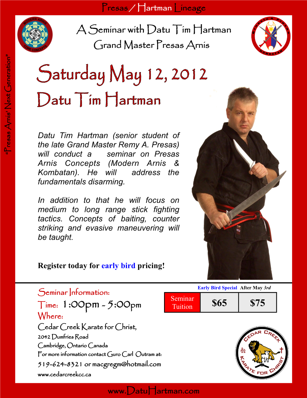 $65 $75 a Seminar with Datu Tim Hartman