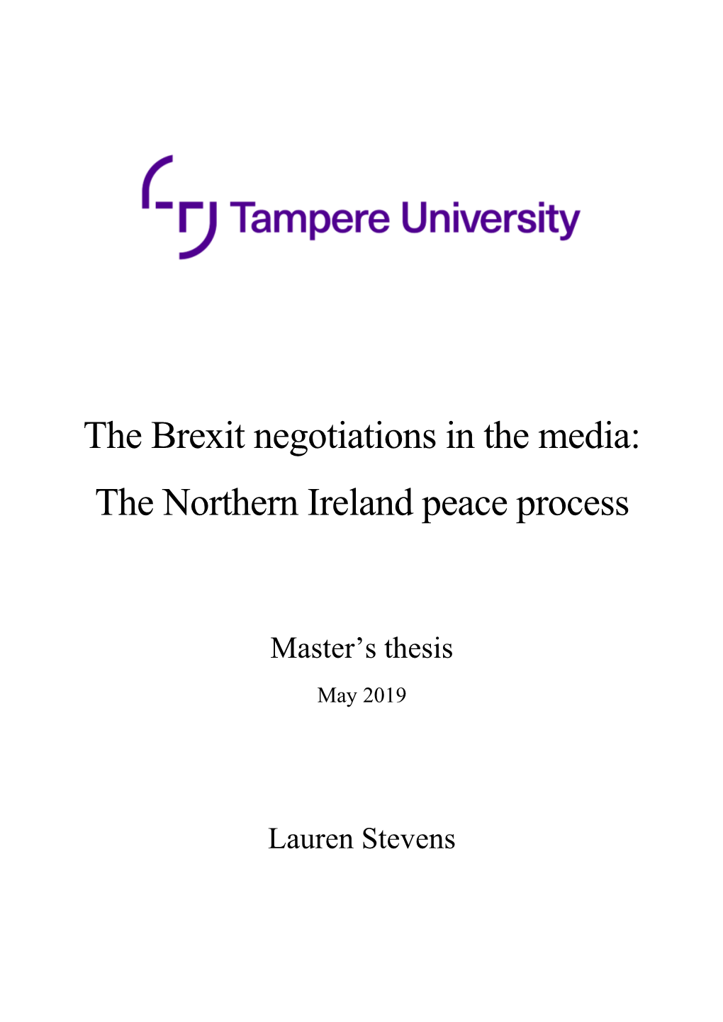 The Brexit Negotiations in the Media: the Northern Ireland Peace Process
