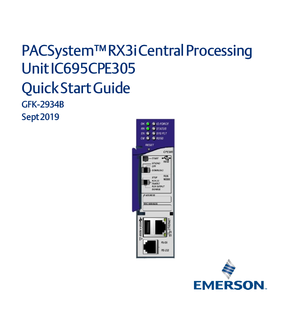 Pacsystem™ Rx3i Central Processing Unit IC695CPE305