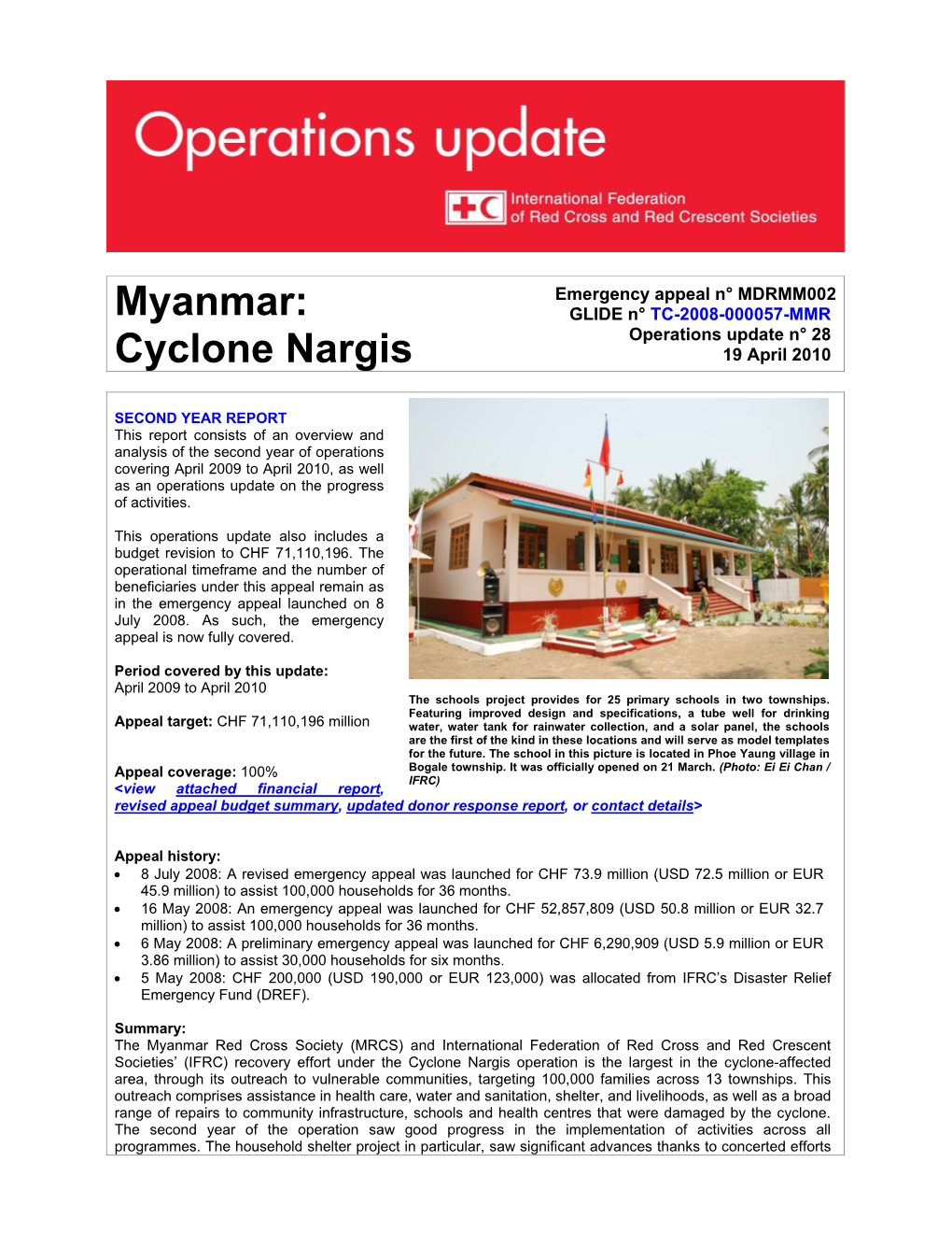 Cyclone Nargis 19 April 2010