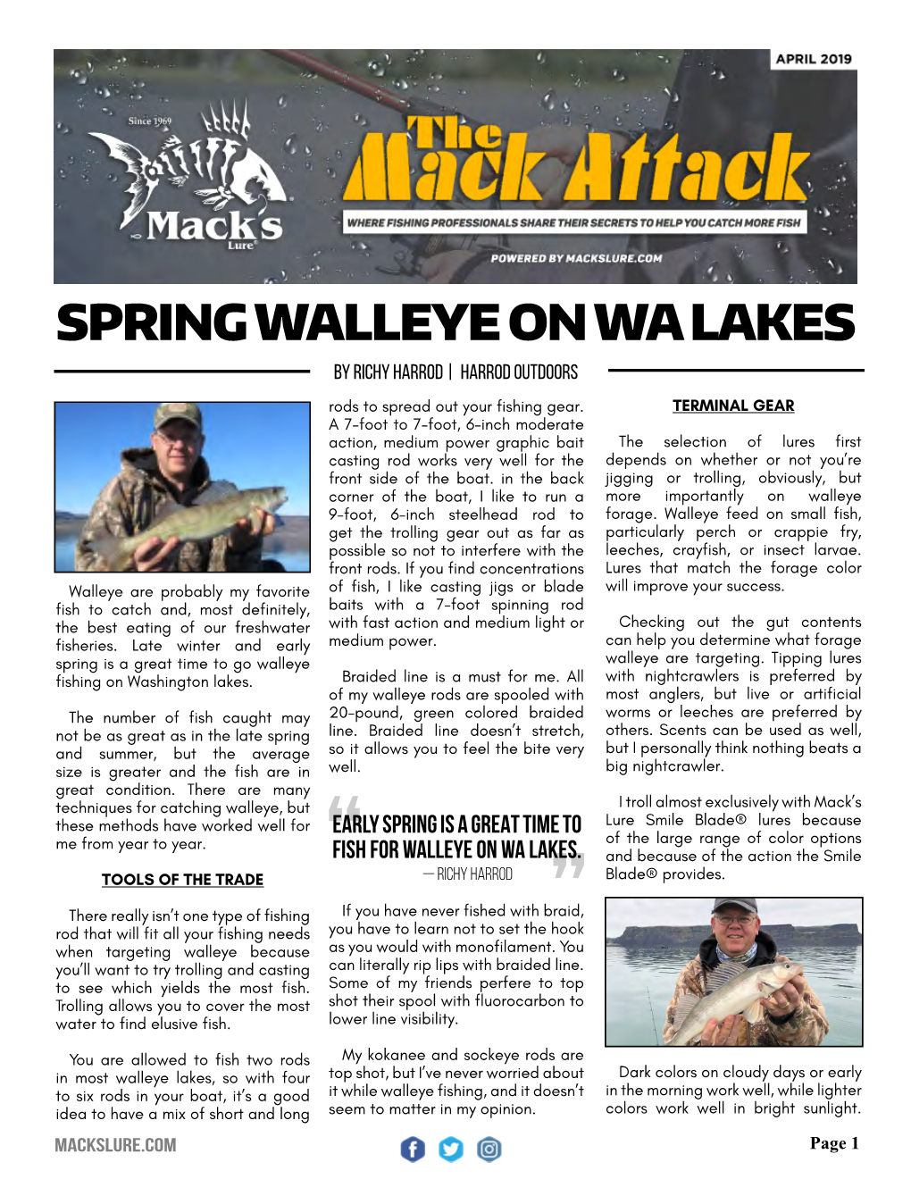 Spring Walleye on Wa Lakes