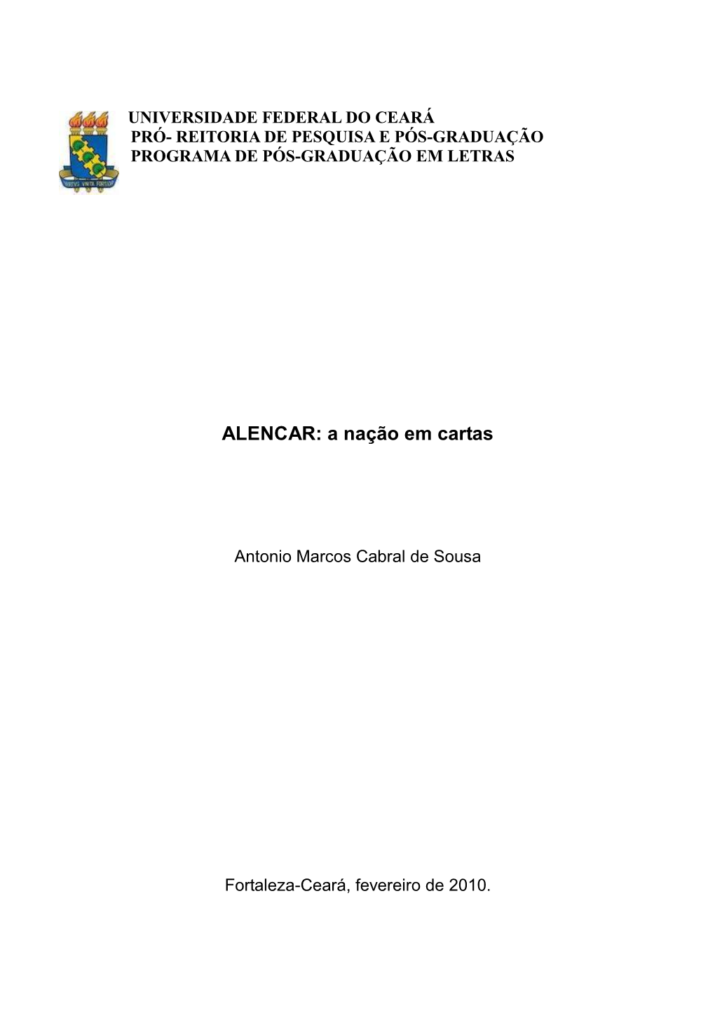 ALENCAR: a Nação Em Cartas