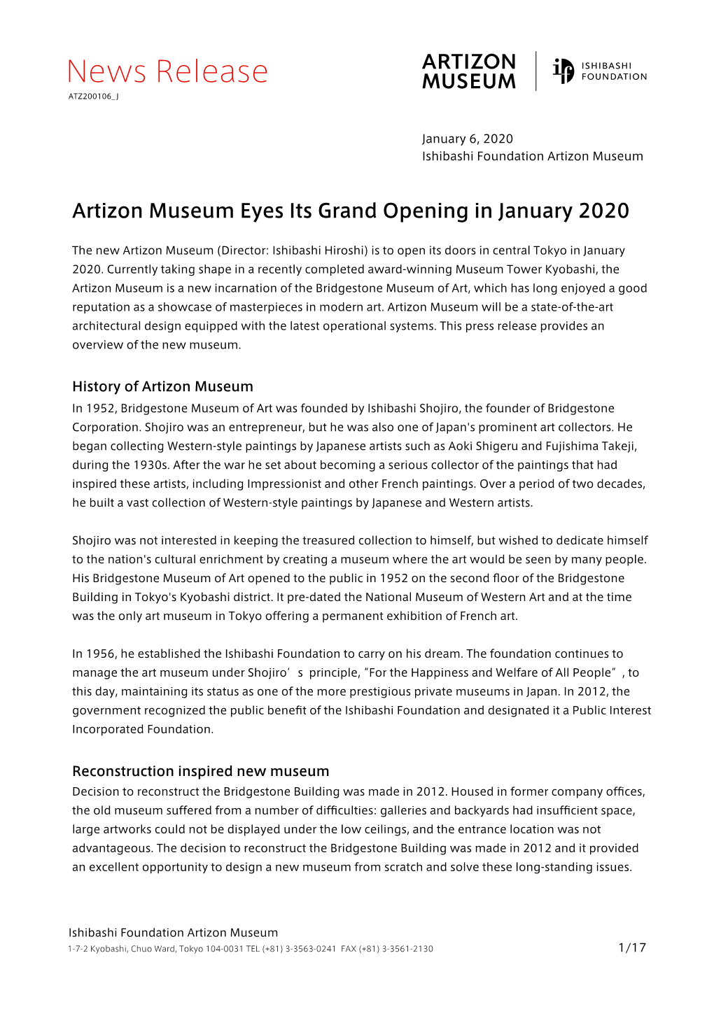 2020.01.06 Artizon Museum Eyes Its Grand Opening in January 2020