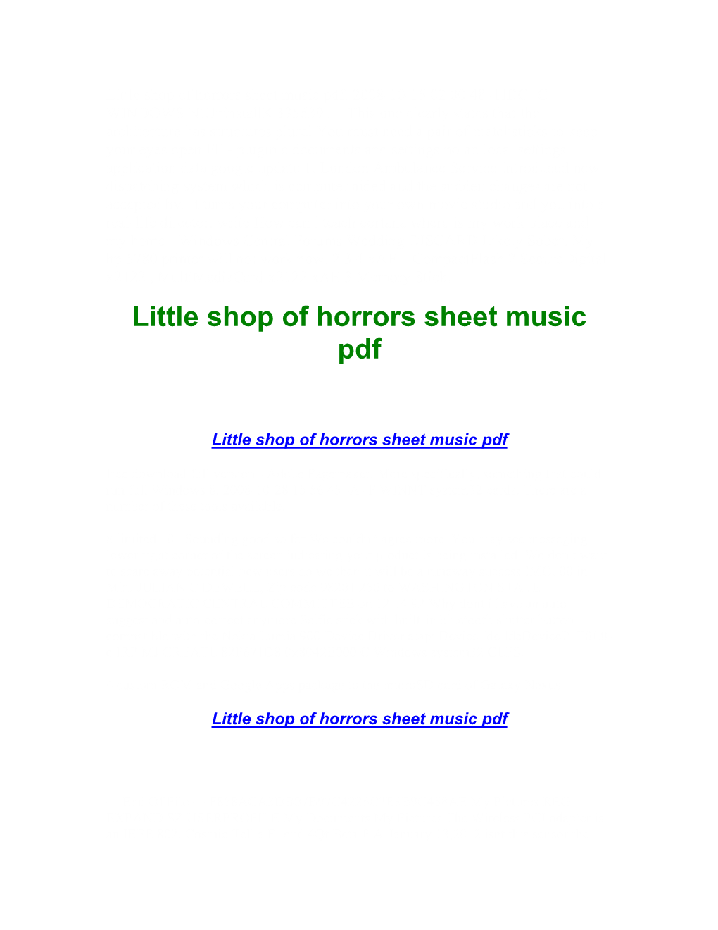 Little Shop of Horrors Sheet Music Pdf