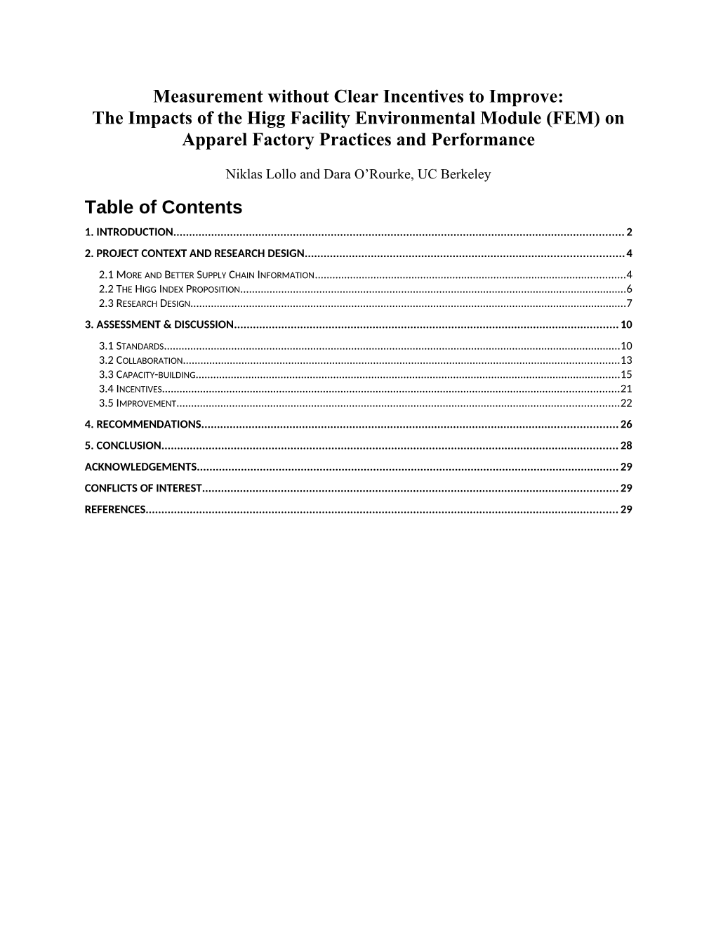 The Impacts of the Higg Facility Environmental Module (FEM) on Apparel Factory Practices and Performance