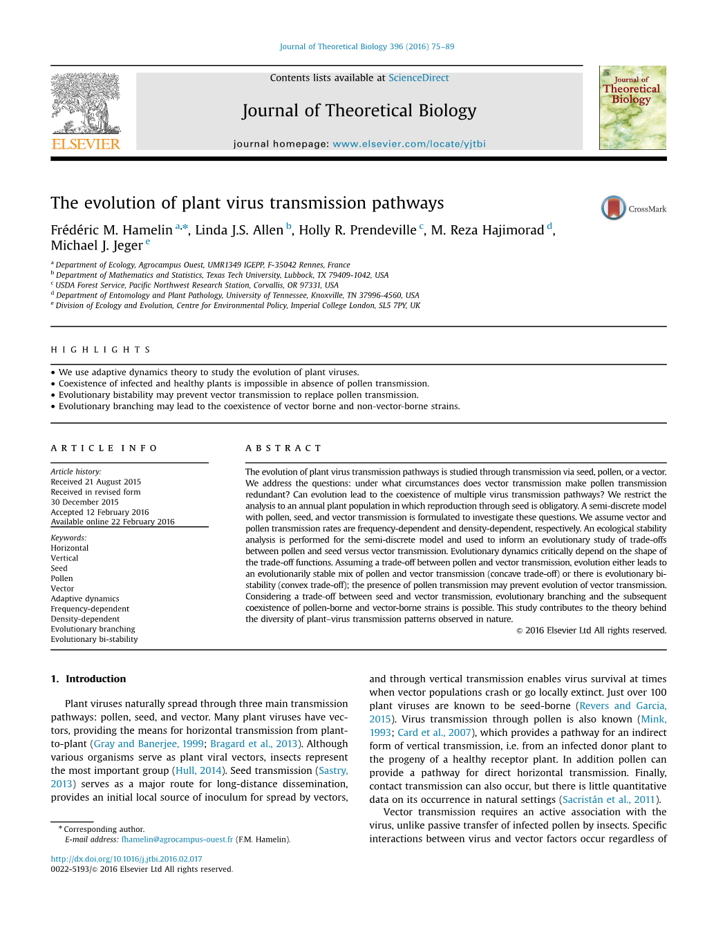 The Evolution of Plant Virus Transmission Pathways