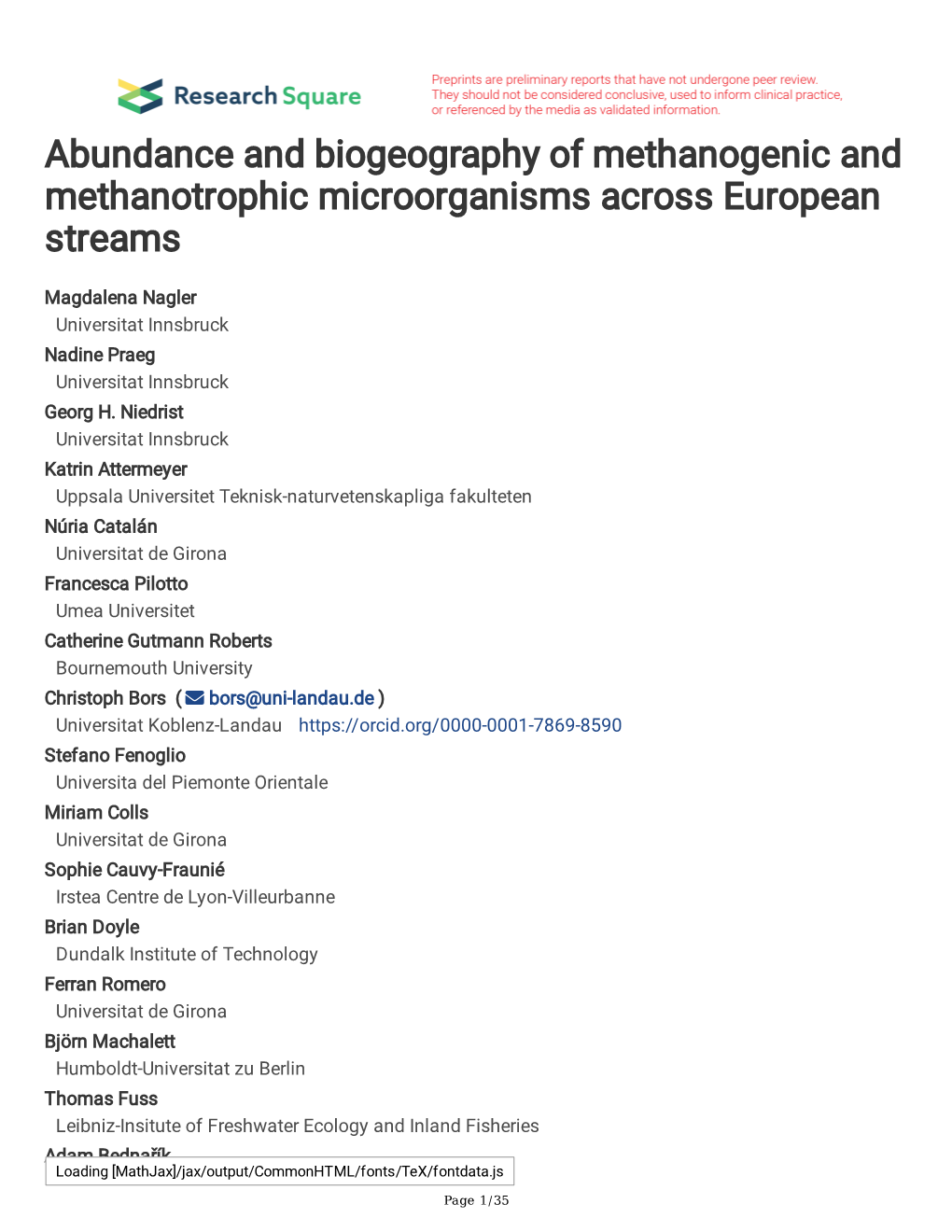 Abundance and Biogeography of Methanogenic and Methanotrophic Microorganisms Across European Streams