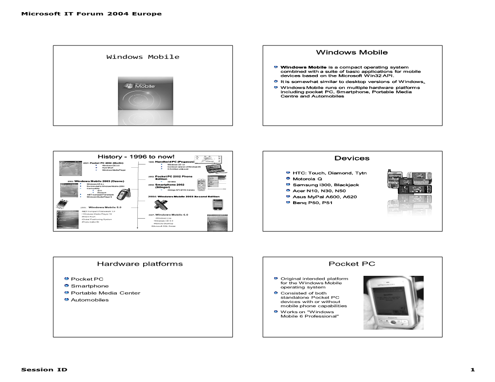 Windows Mobile Windows Mobile Devices Hardware Platforms Pocket