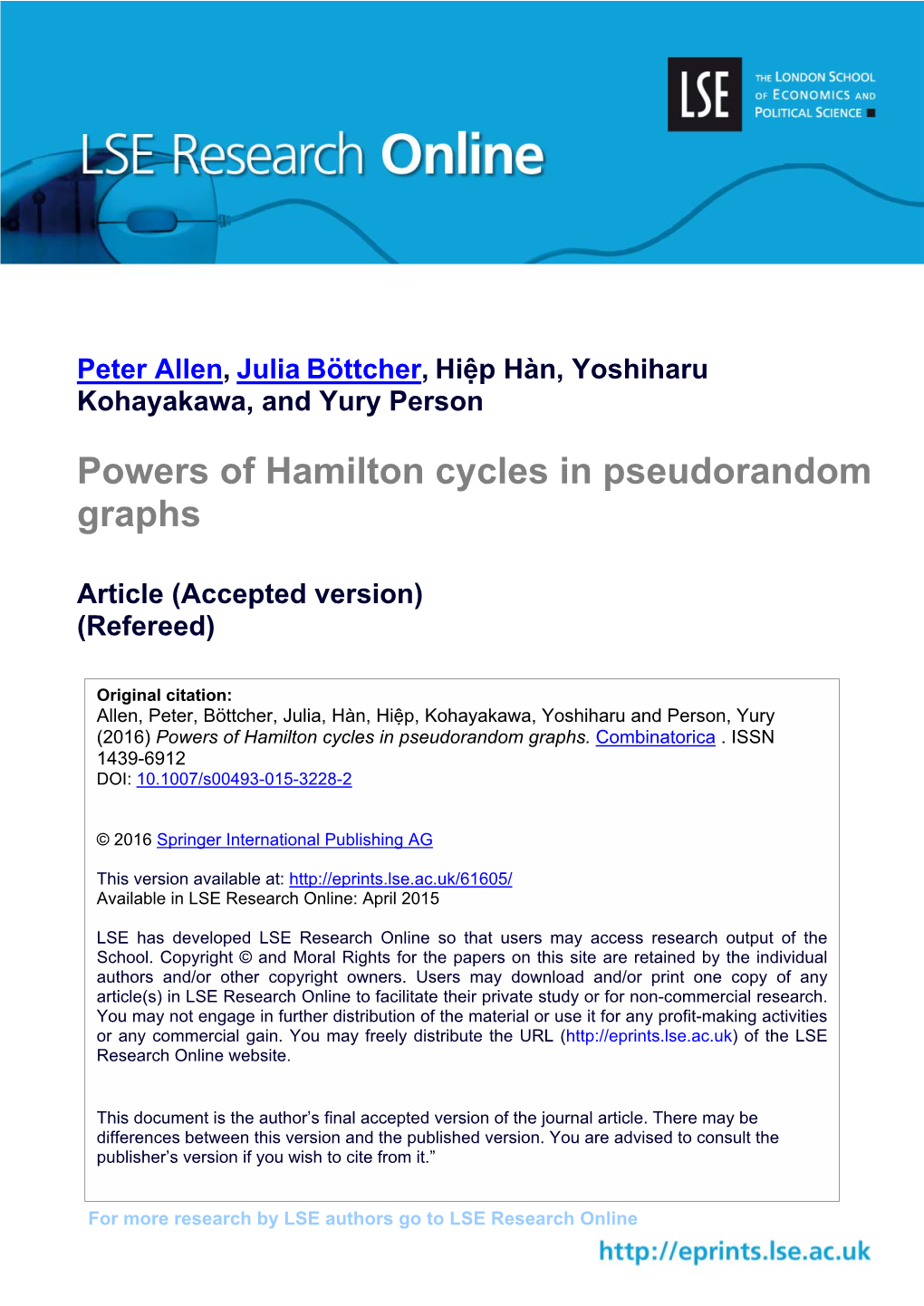 Powers of Hamilton Cycles in Pseudorandom Graphs