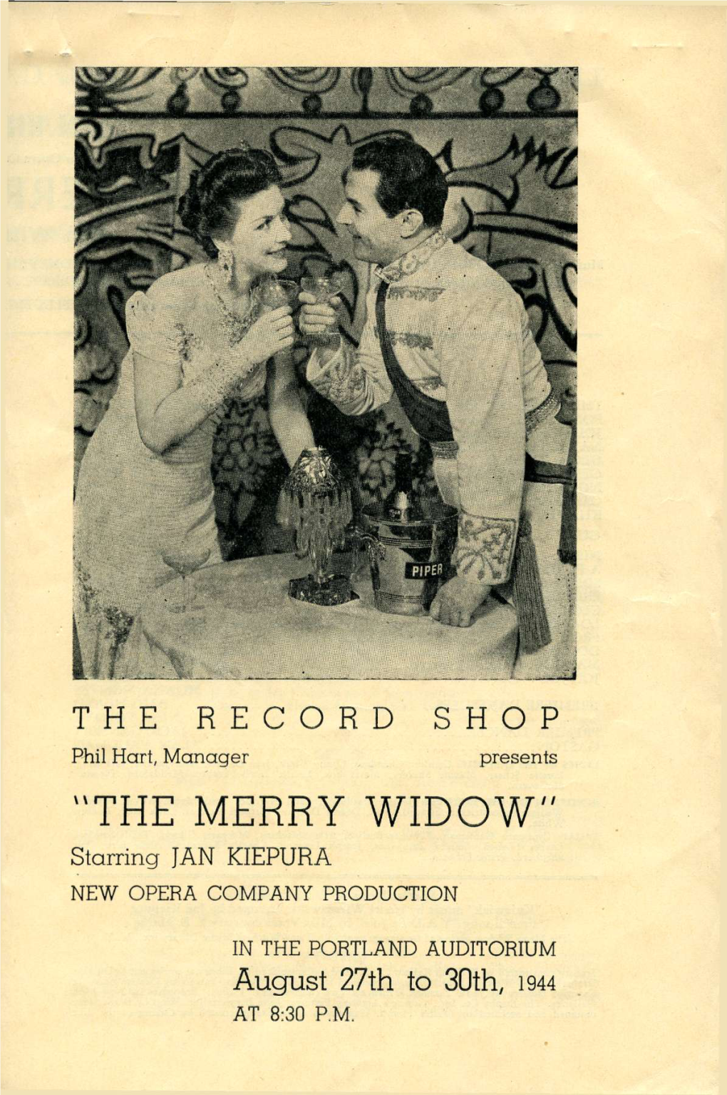 'THE MERRY WIDOW" Starring JAN KIEPURA NEW OPERA COMPANY PRODUCTION