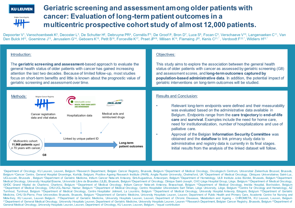 Geriatric Screening and Assessment Among Older Patients with Cancer