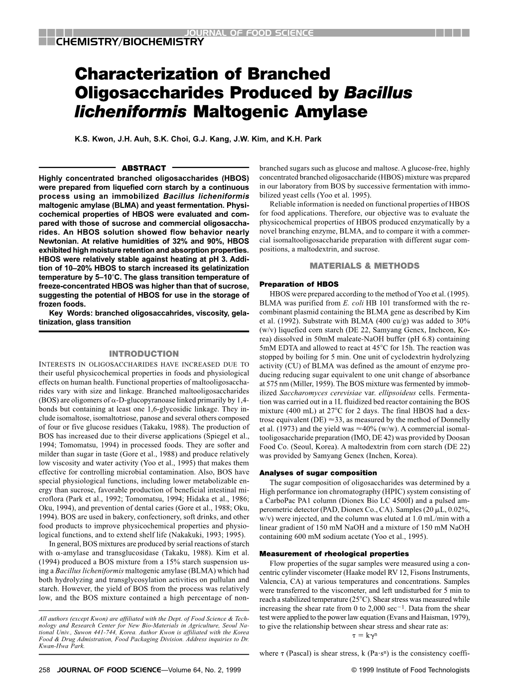Characterization of Branched Oligosaccharides Produced by Bacillus Licheniformis Maltogenic Amylase