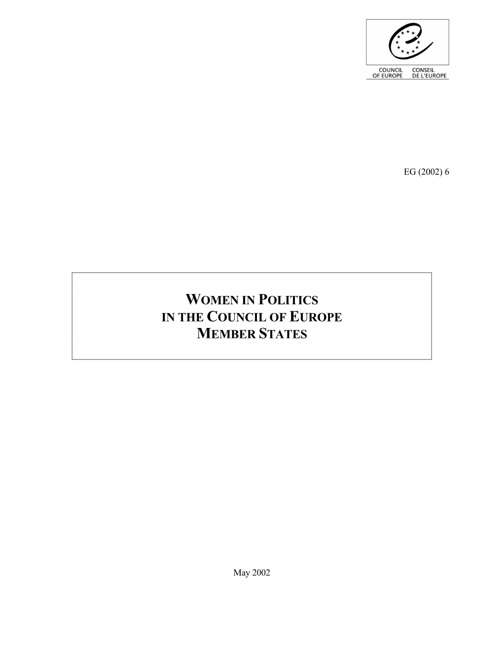 Women in Politics in the Council of Europe Member States