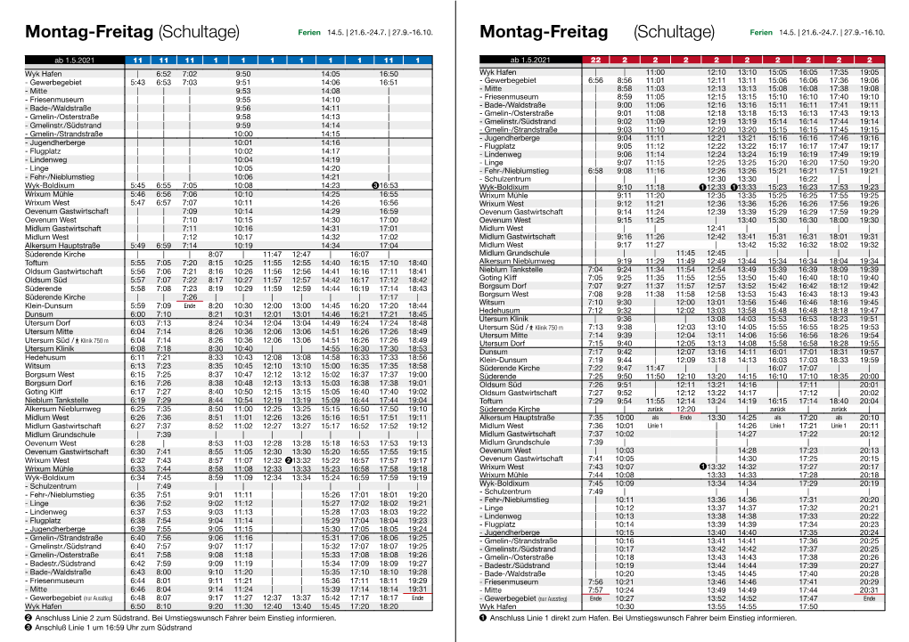 Busfahrplan Föhr